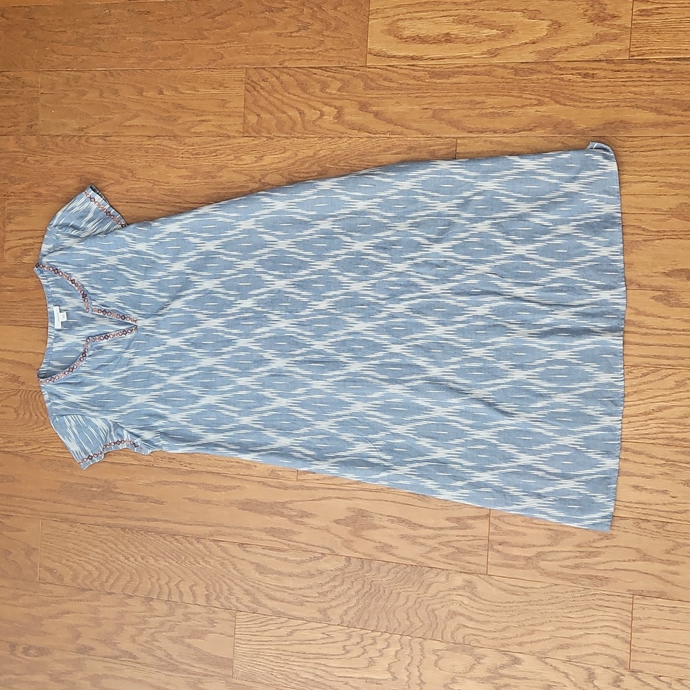 J. Jill Pure Jill Cotton Embroidered Ikat Dress In Adriatic Sz Medium
